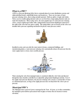 Pressure Reducing Valve Information (PDF)