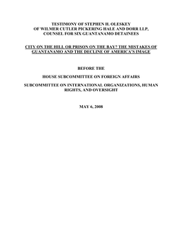 Stephen Oleskey Written Testimony House Oversight Comm 05-06-08