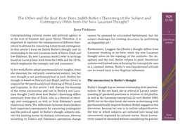 The Other and the Real. How Does Judith Butler's Theorizing of the Subject and Contingency Differ from the New Lacanian Though