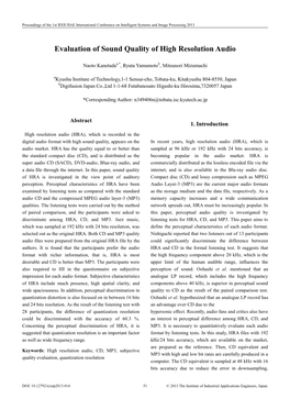 Evaluation of Sound Quality of High Resolution Audio