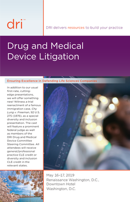 Drug and Medical Device Litigation Seminar 2019