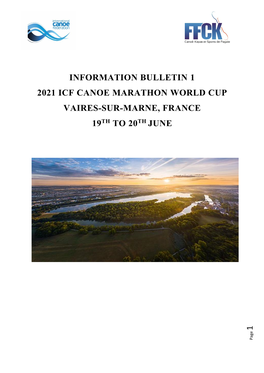 1 Information Bulletin 1 2021 Icf Canoe Marathon World