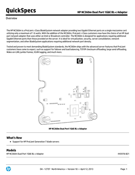 HP Nc360m Dual Port 1Gbe BL-C Adapter