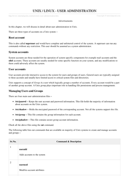 Unix / Linux User Administration