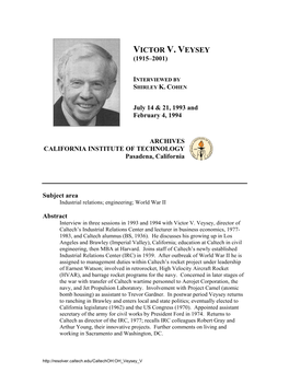 Victor V. Veysey (1915–2001)