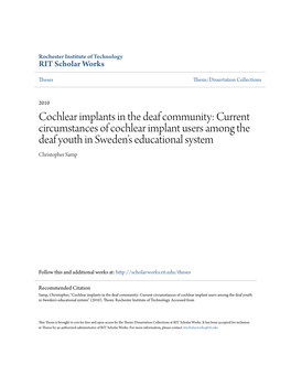 Current Circumstances of Cochlear Implant Users Among the Deaf Youth in Sweden's Educ