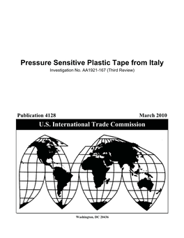 Pressure Sensitive Plastic Tape from Italy Investigation No