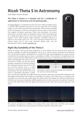 Ricoh Theta S in Astronomy Erwin Matys, Karoline Mrazek