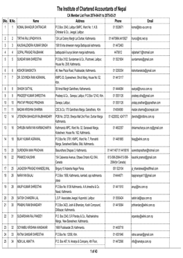 The Institute of Chartered Accountants of Nepal CA Member List from 2074-04-01 to 2075-03-21 Sno