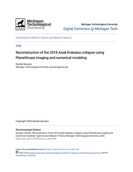 Reconstruction of the 2018 Anak Krakatau Collapse Using Planetscope Imaging and Numerical Modeling