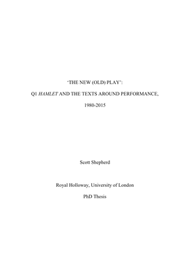 'The New (Old) Play': Q1 Hamlet and the Texts Around