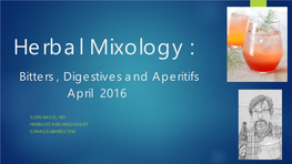 Bitters , Digestives and Aperitifs April 2016