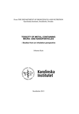 Toxicity of Metal Containing Micro- and Nanoparticles