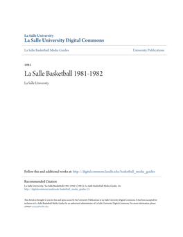La Salle Basketball 1981-1982 La Salle University