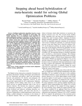 Stepping Ahead Based Hybridization of Meta-Heuristic Model for Solving Global Optimization Problems