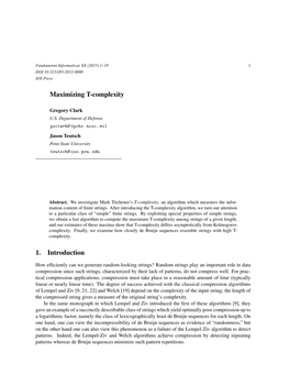 Maximizing T-Complexity 1. Introduction