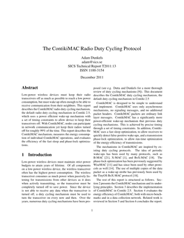 The Contikimac Radio Duty Cycling Protocol