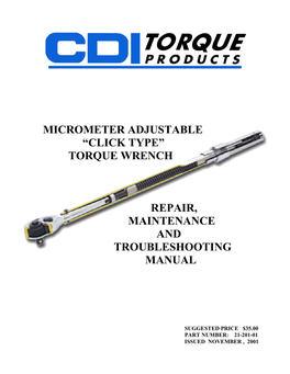 Q C Series Torque Wrench Repair, Maintenance