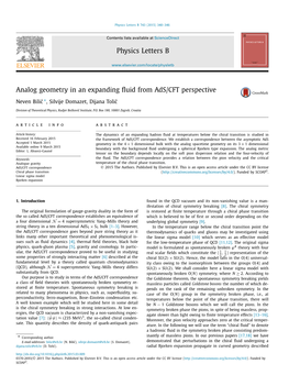 Analog Geometry in an Expanding Fluid from Ads/CFT Perspective