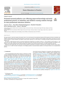 Perinatal/Neonatal Palliative Care Effecting Improved Knowledge And