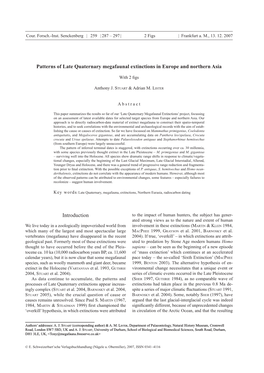 Patterns of Late Quaternary Megafaunal Extinctions in Europe and Northern Asia