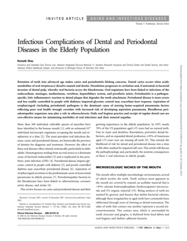 Infectious Complications of Dental and Periodontal Diseases in the Elderly Population