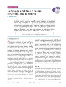 Language and Music: Sound, Structure, and Meaning L