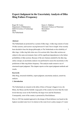 Expert Judgment in the Uncertainty Analysis of Dike Ring Failure Frequency