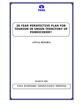 20 Year Perspective Plan for Tourism in Union Territory Of