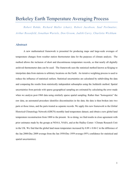 Berkeley Earth Temperature Averaging Process