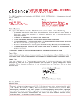 Cadence Design Systems, Inc. 2020 Proxy Statement