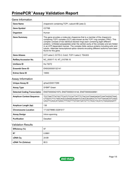 Primepcr™Assay Validation Report