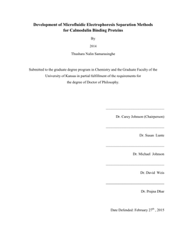 Development of Microfluidic Electrophoresis Separation Methods for Calmodulin Binding Proteins