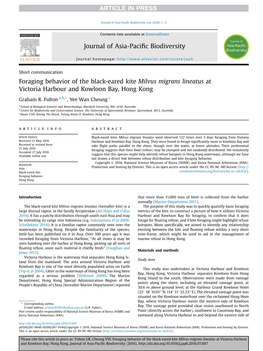 Foraging Behavior of the Black-Eared Kite Milvus Migrans Lineatus at Victoria Harbour and Kowloon Bay, Hong Kong