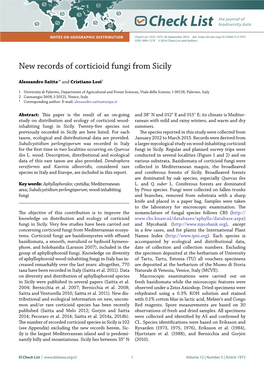 New Records of Corticioid Fungi from Sicily