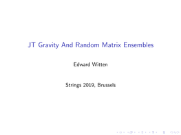 JT Gravity and Random Matrix Ensembles