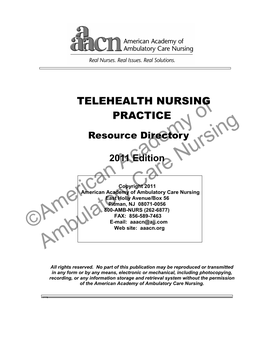 Telehealth Nursing Practice Resource Directory Sample Pages