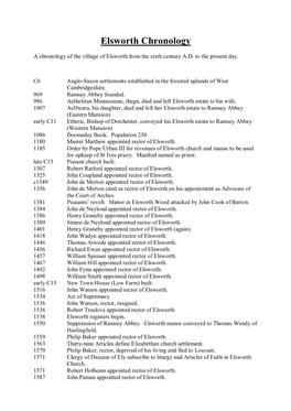 Elsworth Chronology