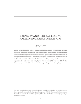 Treasury and Federal Reserve Foreign Exchange Operations