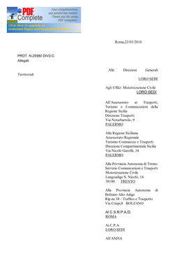 Roma,22/03/2010 Alle Direzioni Generali Territoriali LORO SEDI