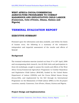 WEST AFRICA COCOA/COMMERCIAL AGRICULTURE PROGRAMME to COMBAT HAZARDOUS and EXPLOITATIVE CHILD LABOUR (Cameroon, Cote D'ivoire