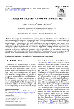 Sources and Frequency of Brood Loss in Solitary Bees