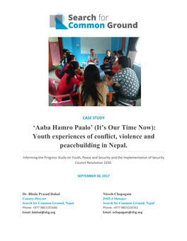 Youth Experiences of Conflict, Violence and Peacebuilding in Nepal