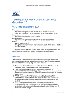 Techniques for Web Content Accessibility Guidelines 1.0