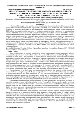 Application of Forming Limit Diagram and Yield Surface Diagram to Study Anisotropic Mechanical Properties of Annealed and Unannealed Sprc 440E Steels S.P