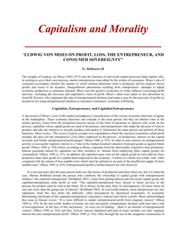 Capitalism and Morality ______