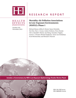 Mortality–Air Pollution Associations in Low-Exposure Environments (MAPLE): Phase 1