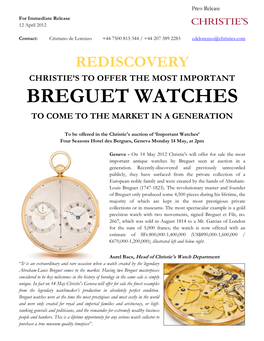 Breguet Watches to Come to the Market in a Generation