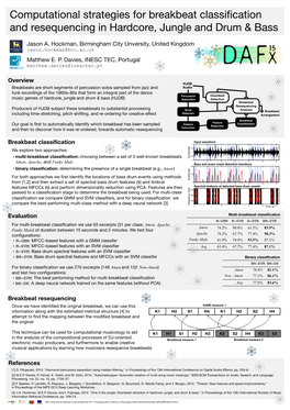 Overview Breakbeat Classification Evaluation Breakbeat Resequencing