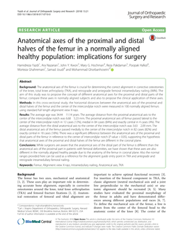 Anatomical Axes of the Proximal and Distal Halves of the Femur in A